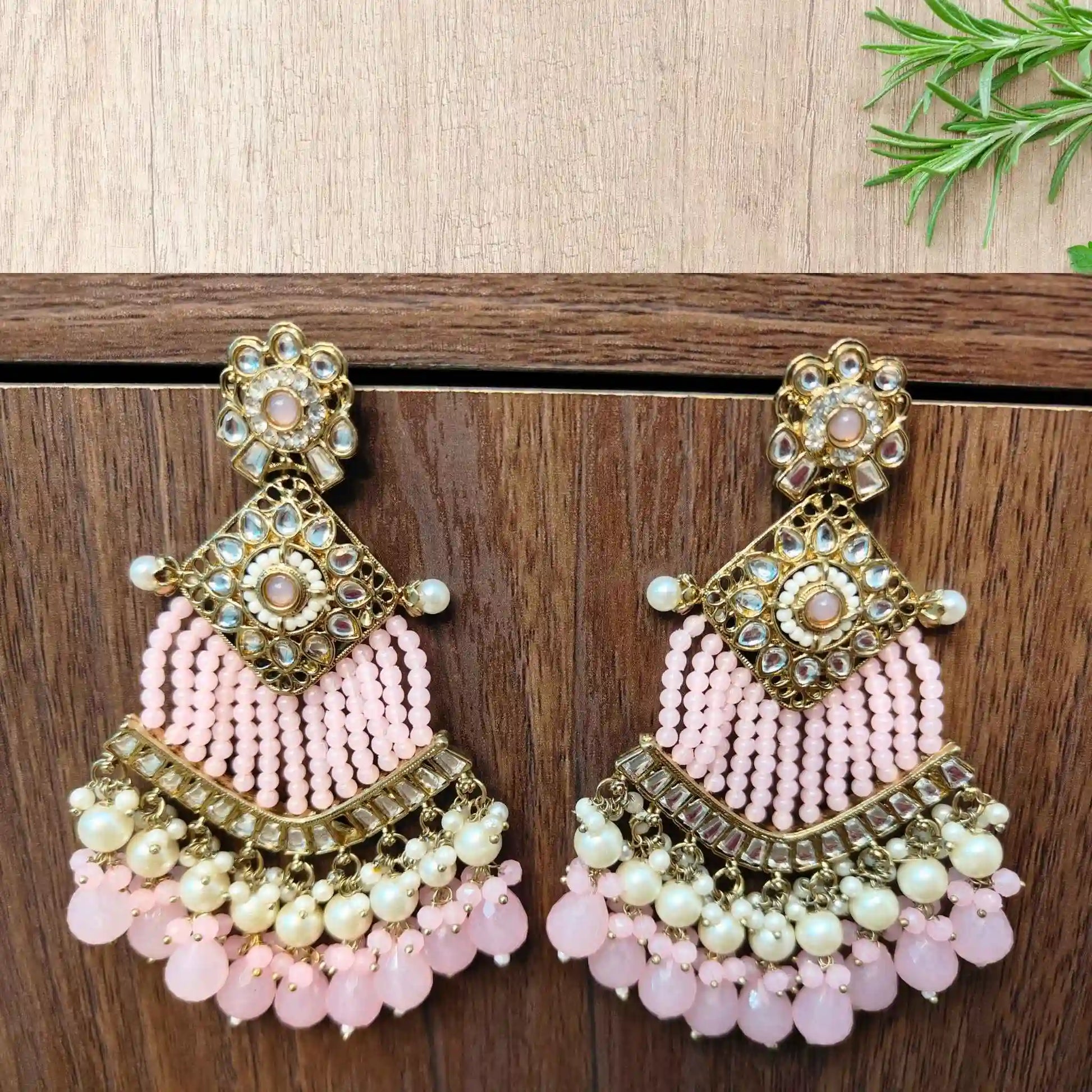 AAROHI KUNDAN DANGLERS (BABY PINK)