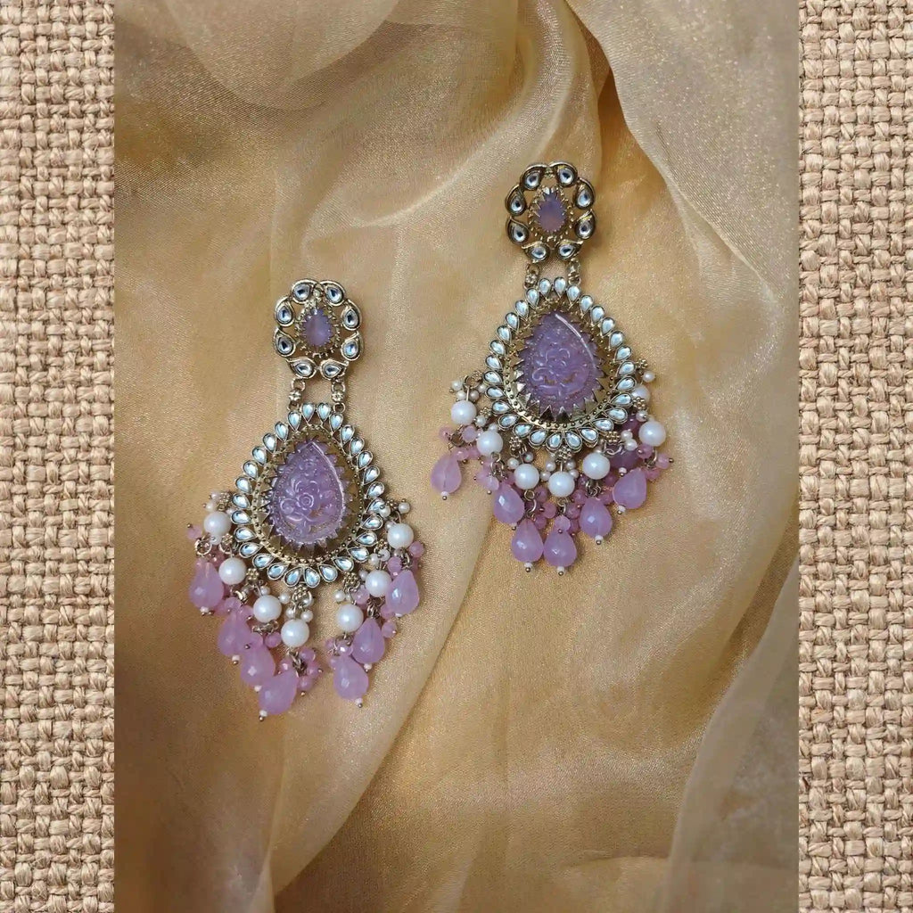 AMULYA KUNDAN DANGLERS (LILAC)