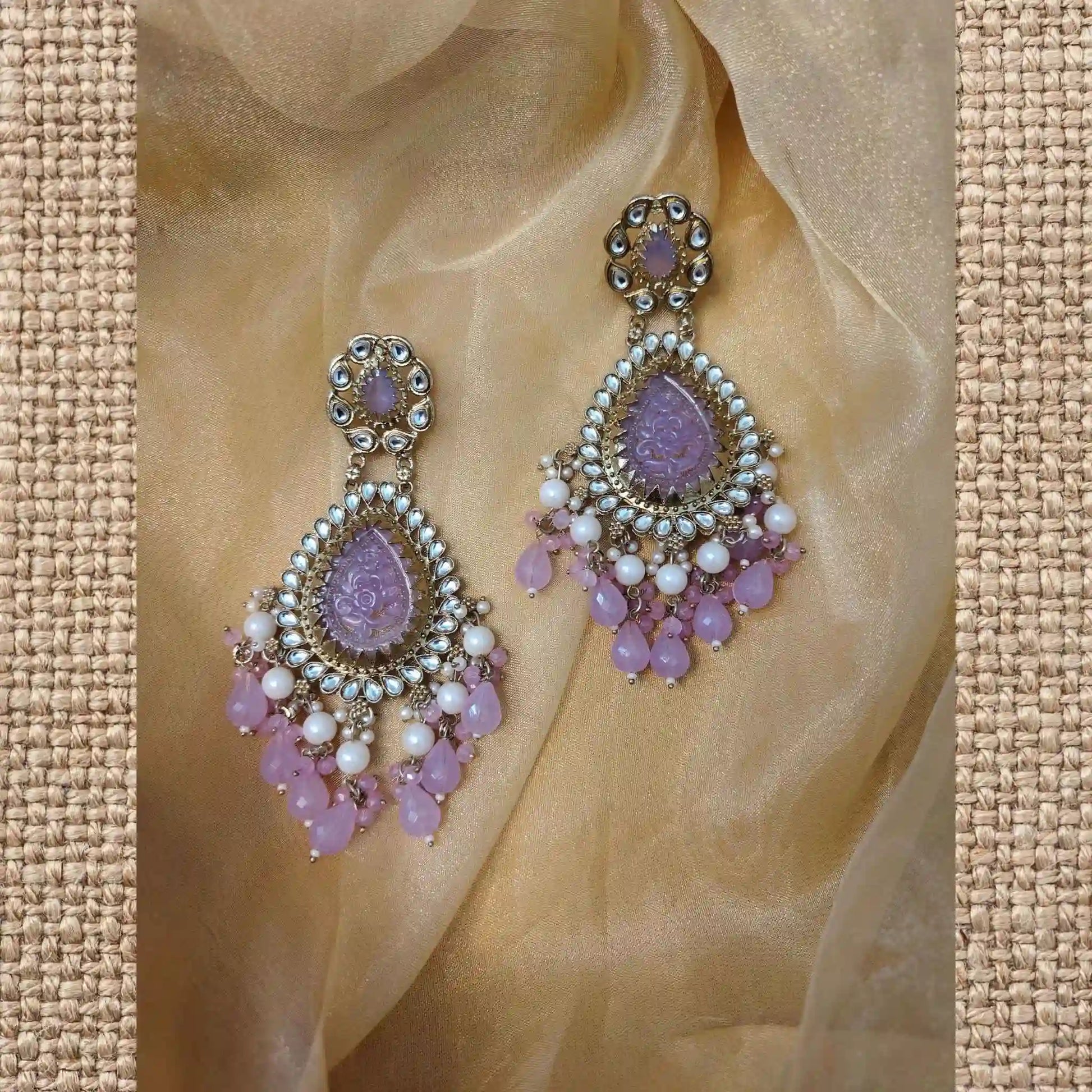 AMULYA KUNDAN DANGLERS (LILAC)