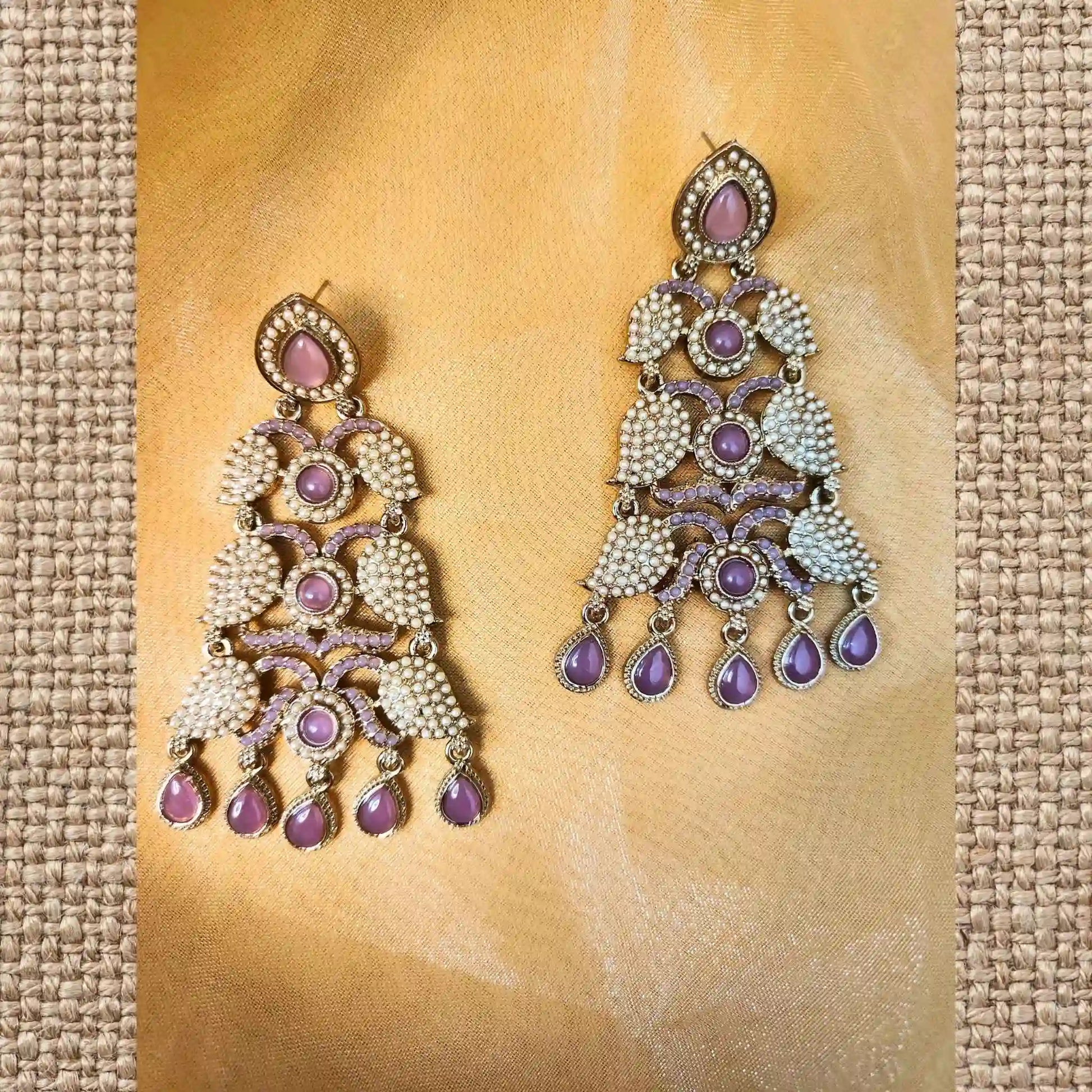 ANAAYA KUNDAN DANGLERS (LILAC)