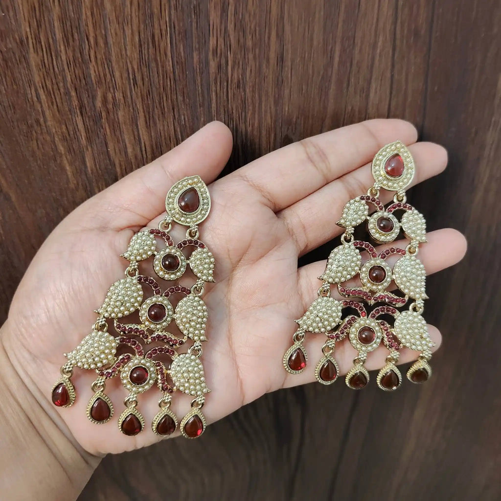 ANAAYA KUNDAN DANGLERS (MAROON)