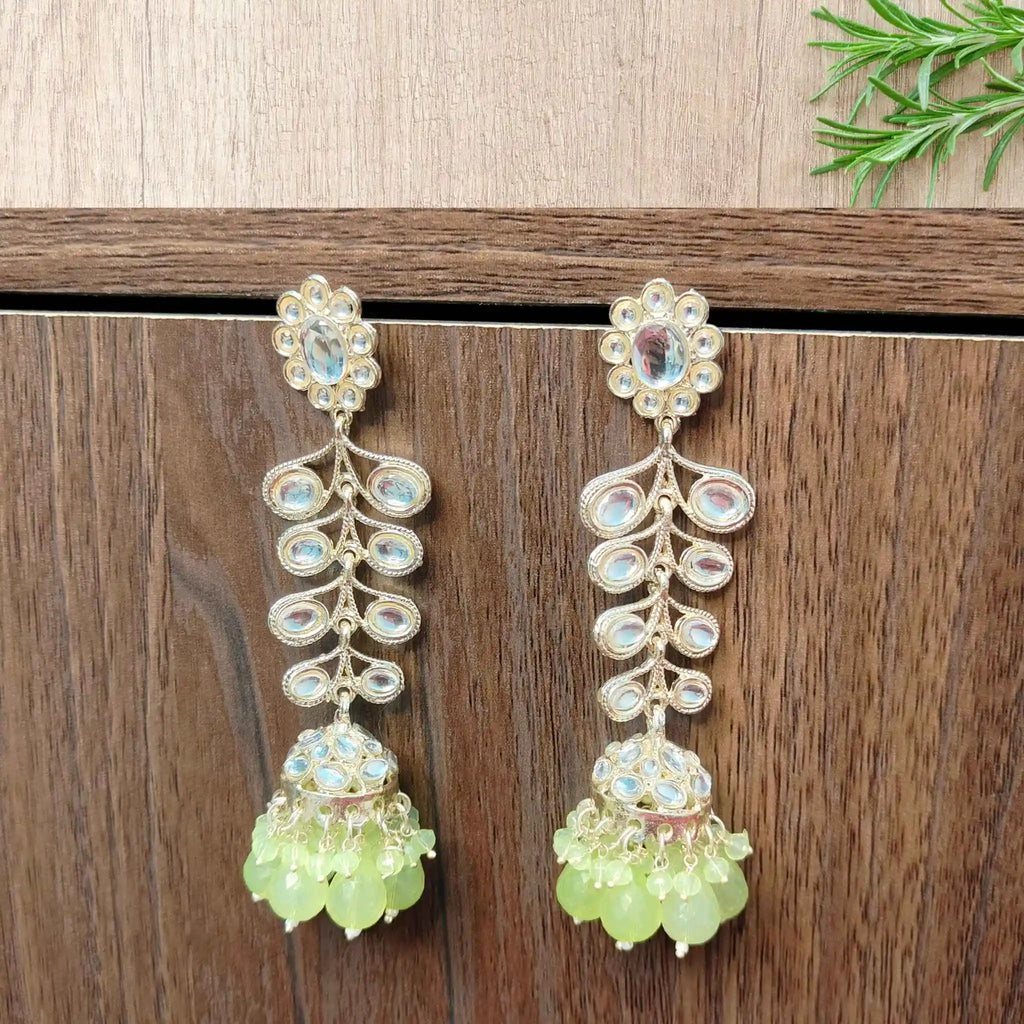 AVNI KUNDAN JHUMKAS (LIGHT GREEN)