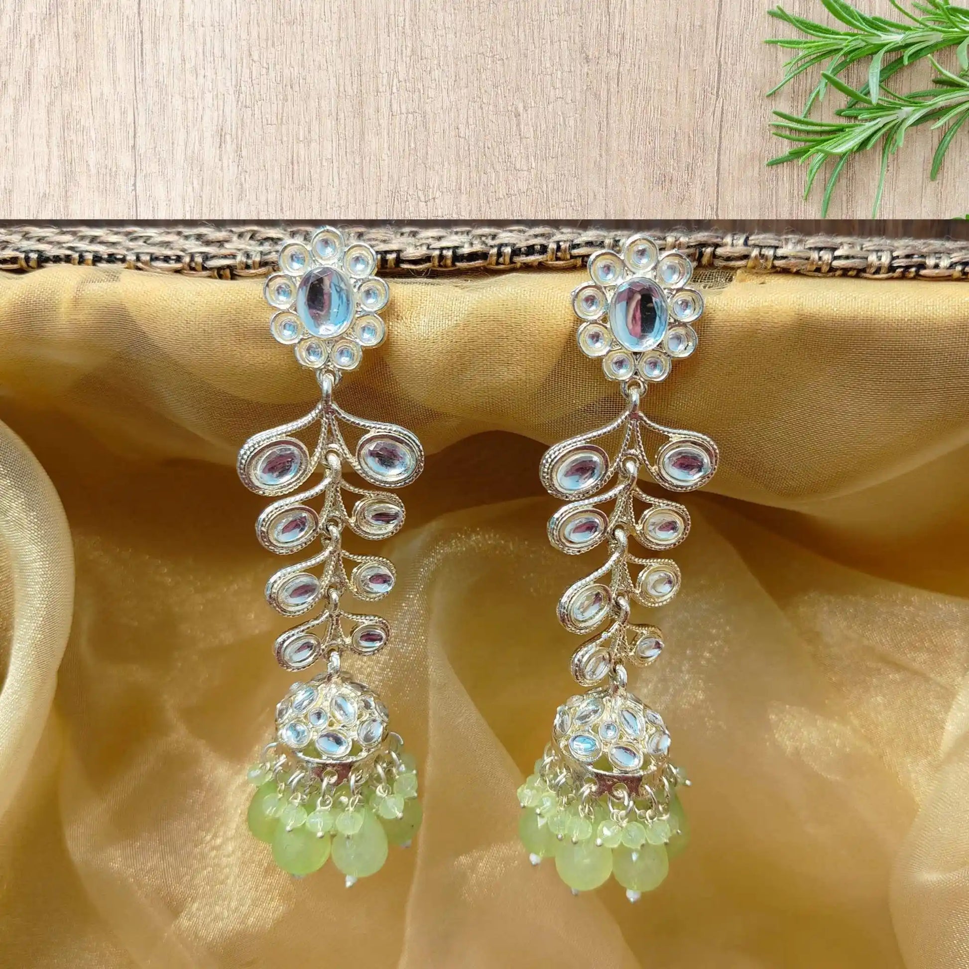 AVNI KUNDAN JHUMKAS (LIGHT GREEN)
