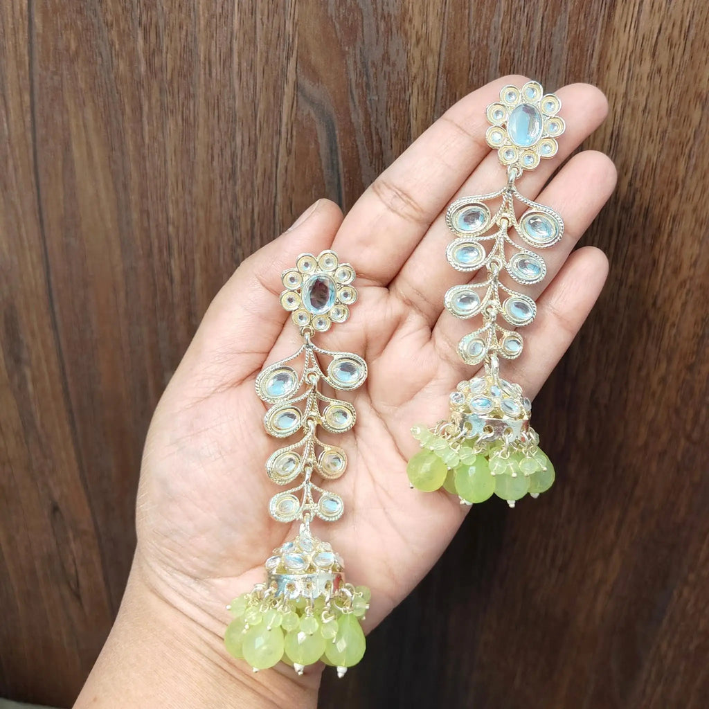 AVNI KUNDAN JHUMKAS (LIGHT GREEN)
