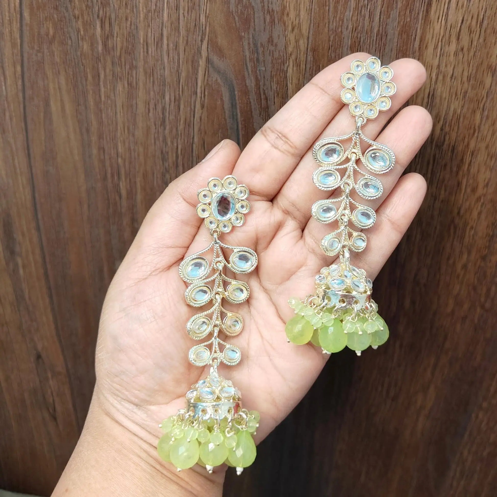 AVNI KUNDAN JHUMKAS (LIGHT GREEN)