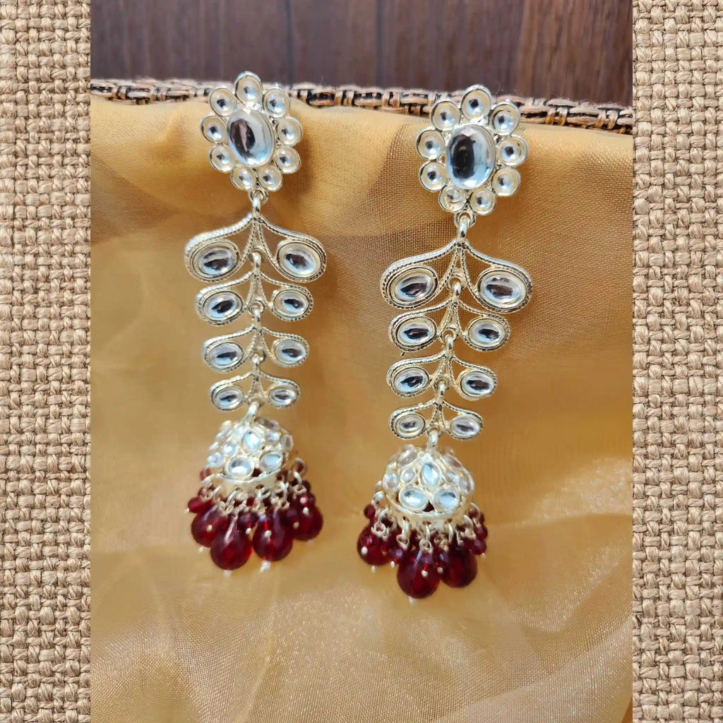 AVNI KUNDAN JHUMKAS (MAROON)