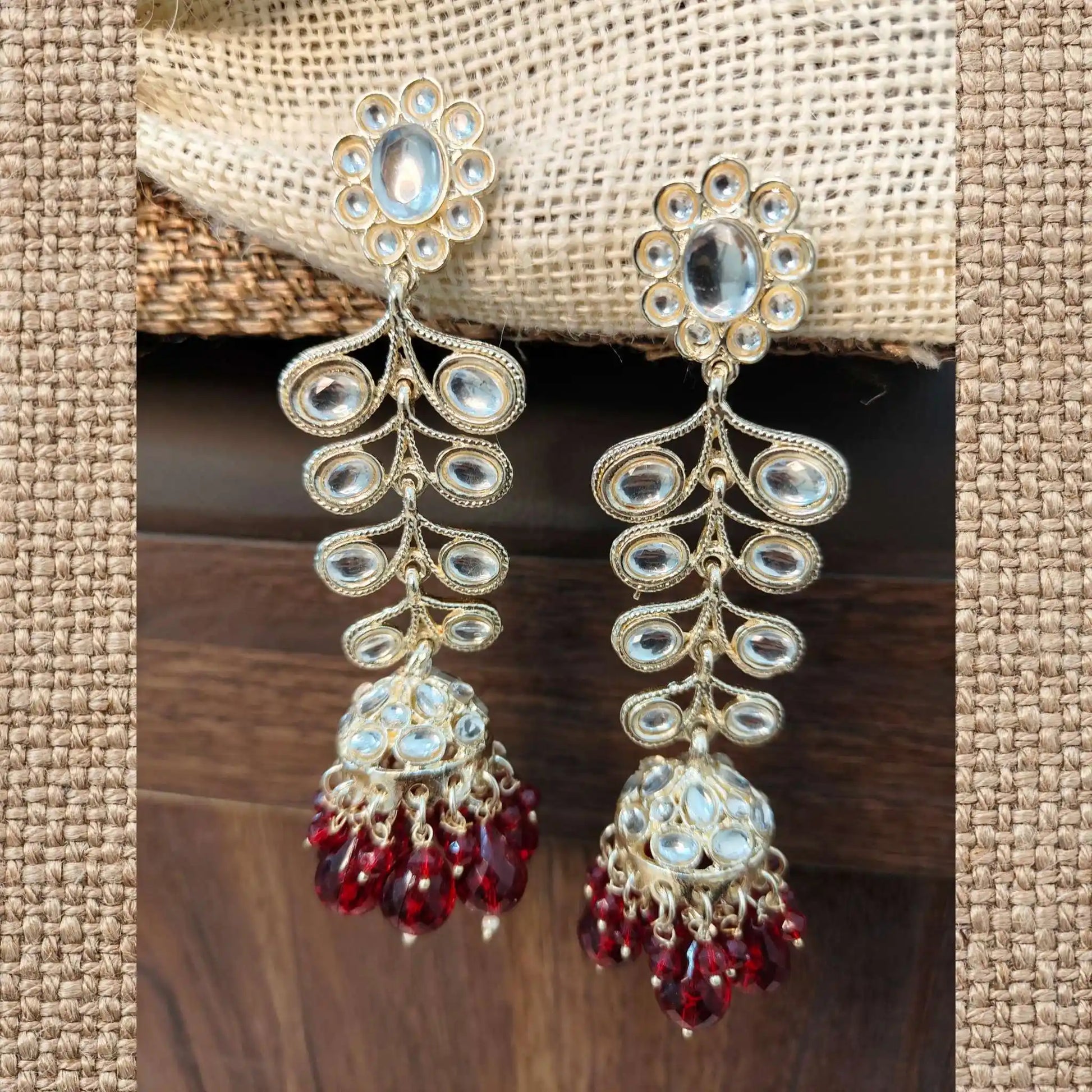 AVNI KUNDAN JHUMKAS (MAROON)