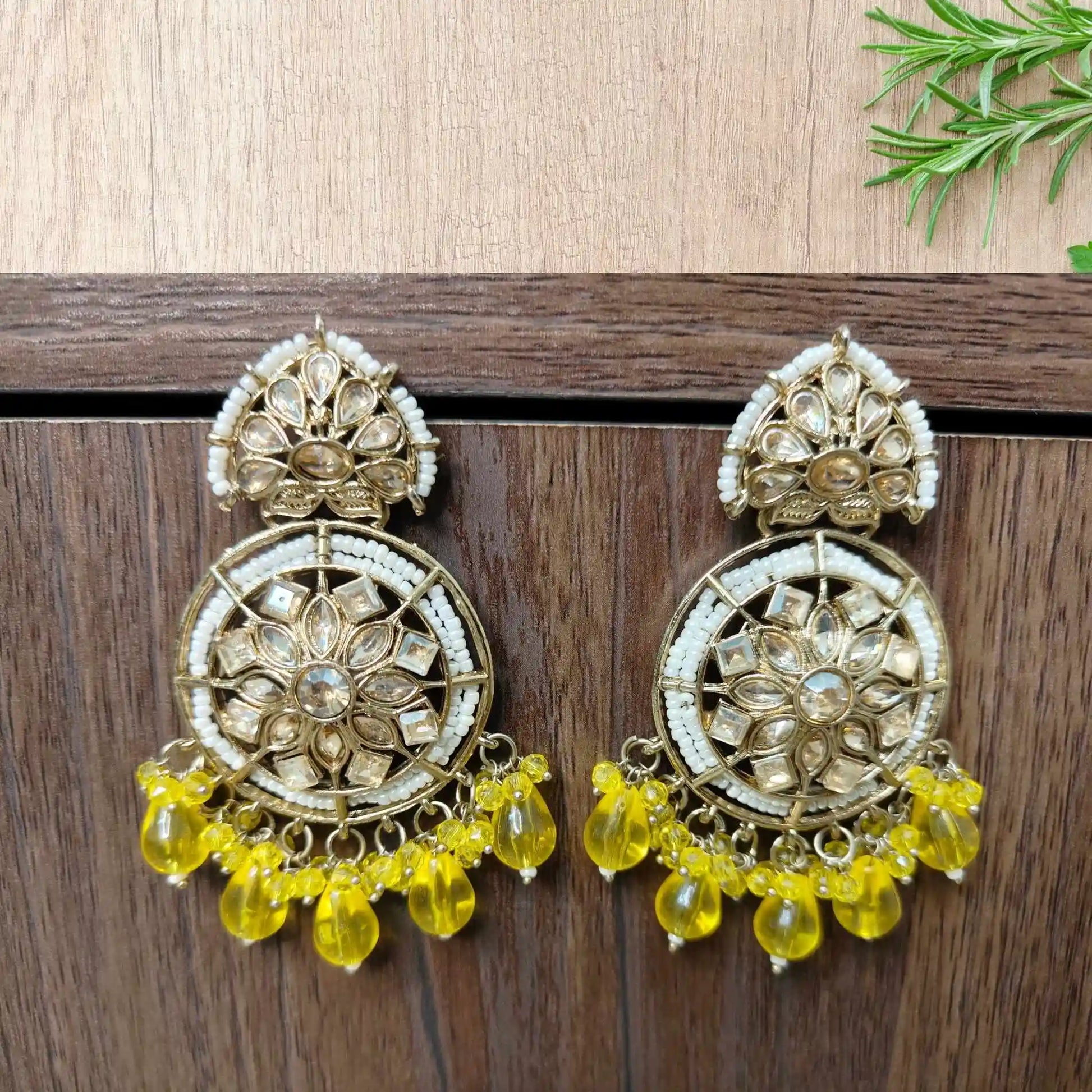 BRISHTI KUNDAN CHANDBALIS (YELLOW)