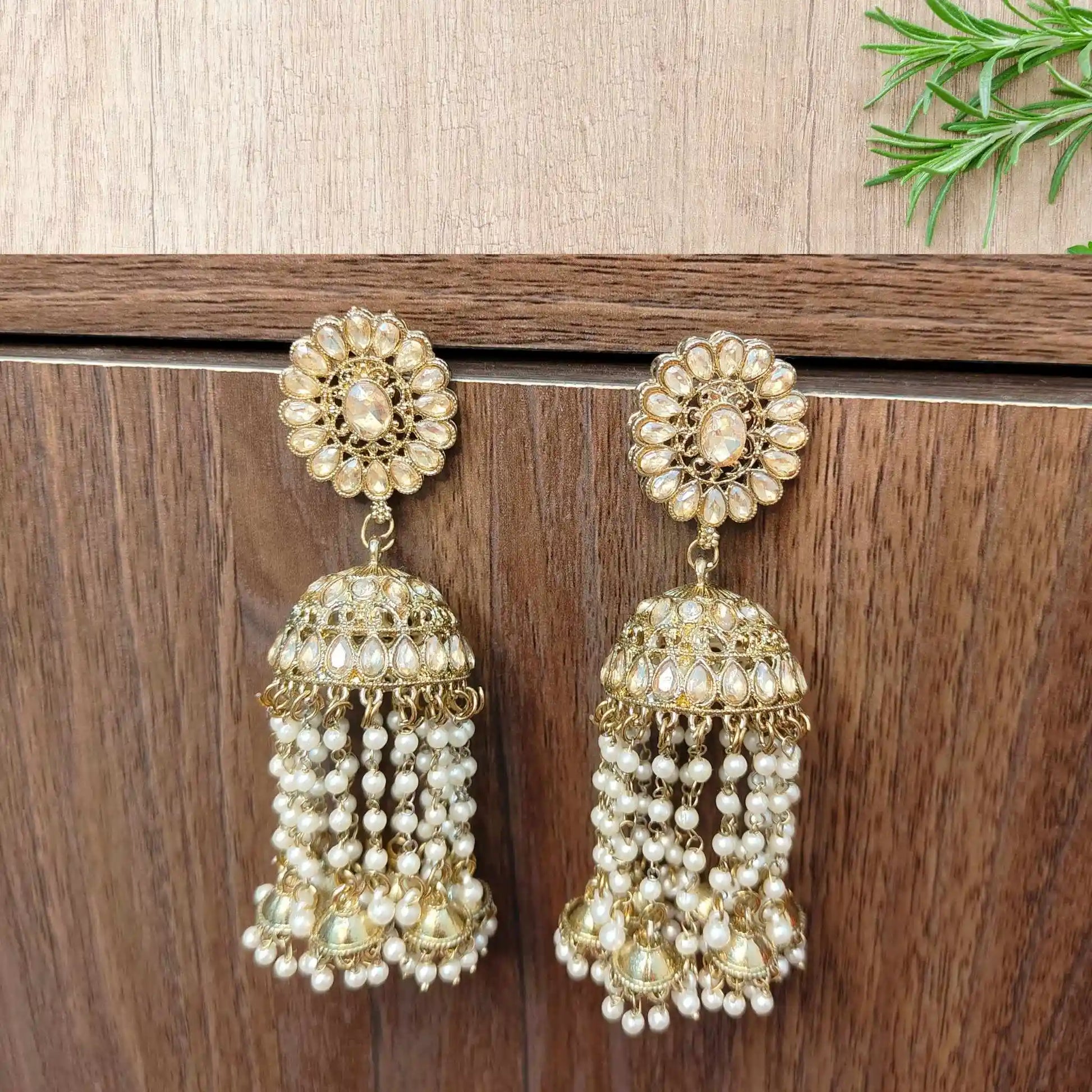 CHANDNI KUNDAN JHUMKAS (GOLDEN)