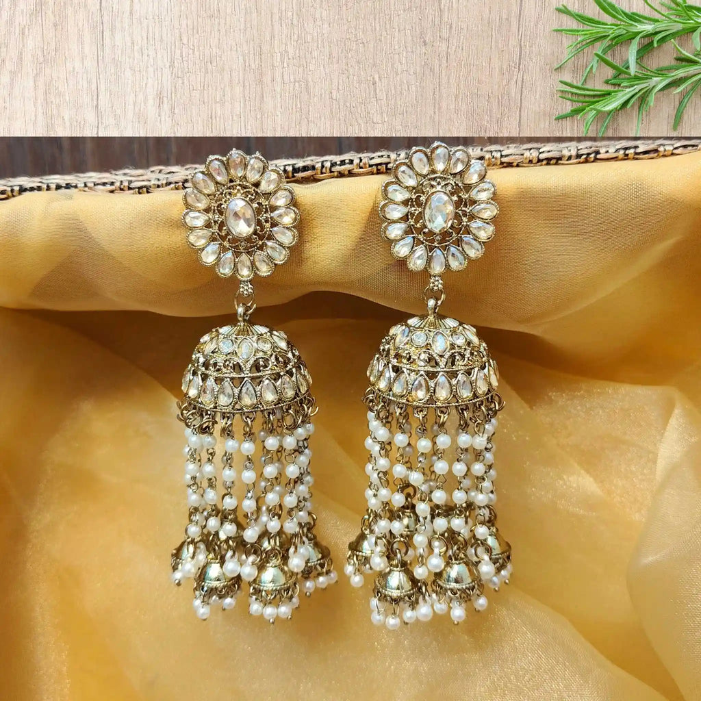 CHANDNI KUNDAN JHUMKAS (GOLDEN)
