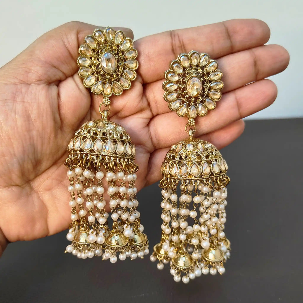 CHANDNI KUNDAN JHUMKAS (GOLDEN)