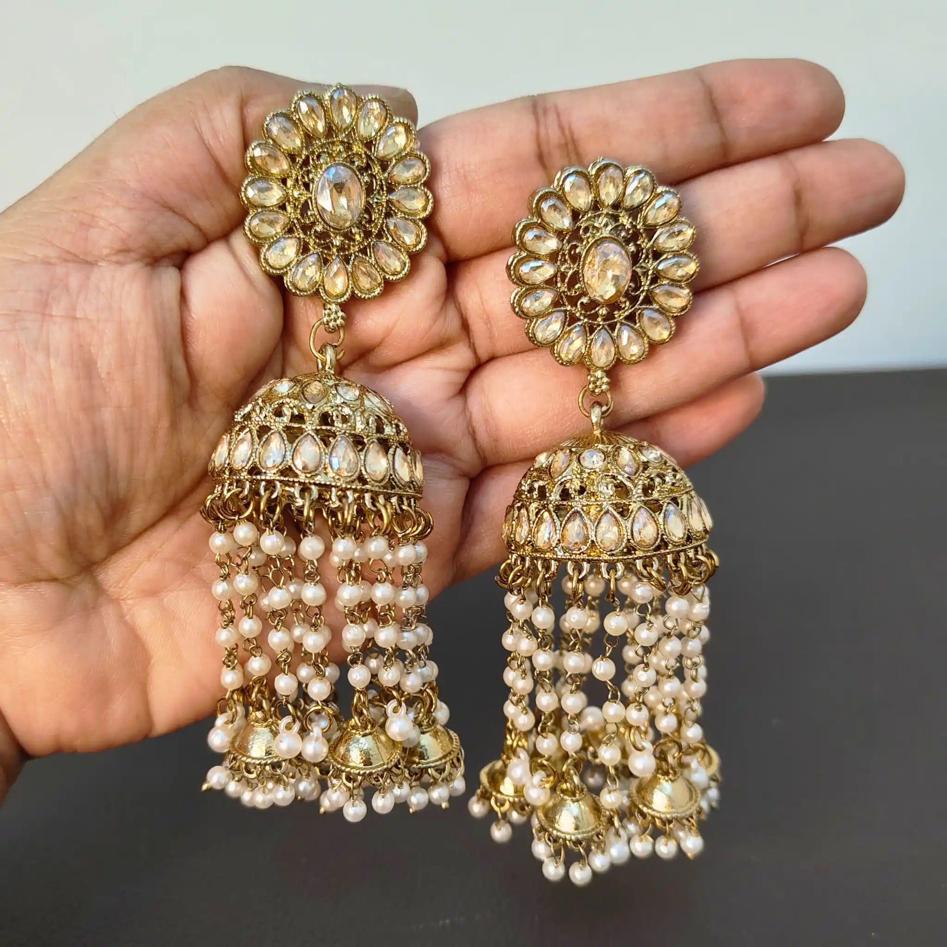 CHANDNI KUNDAN JHUMKAS (GOLDEN)
