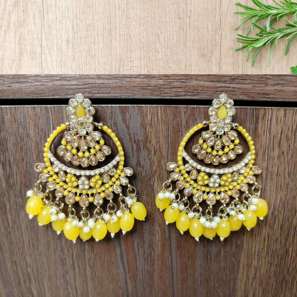 DHARINI KUNDAN EARRINGS (YELLOW)