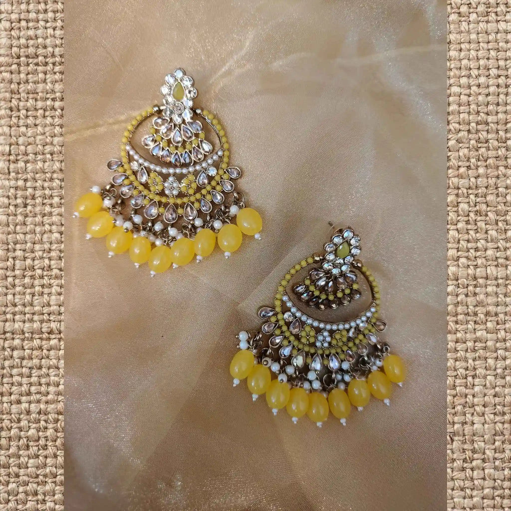 DHARINI KUNDAN EARRINGS (YELLOW)