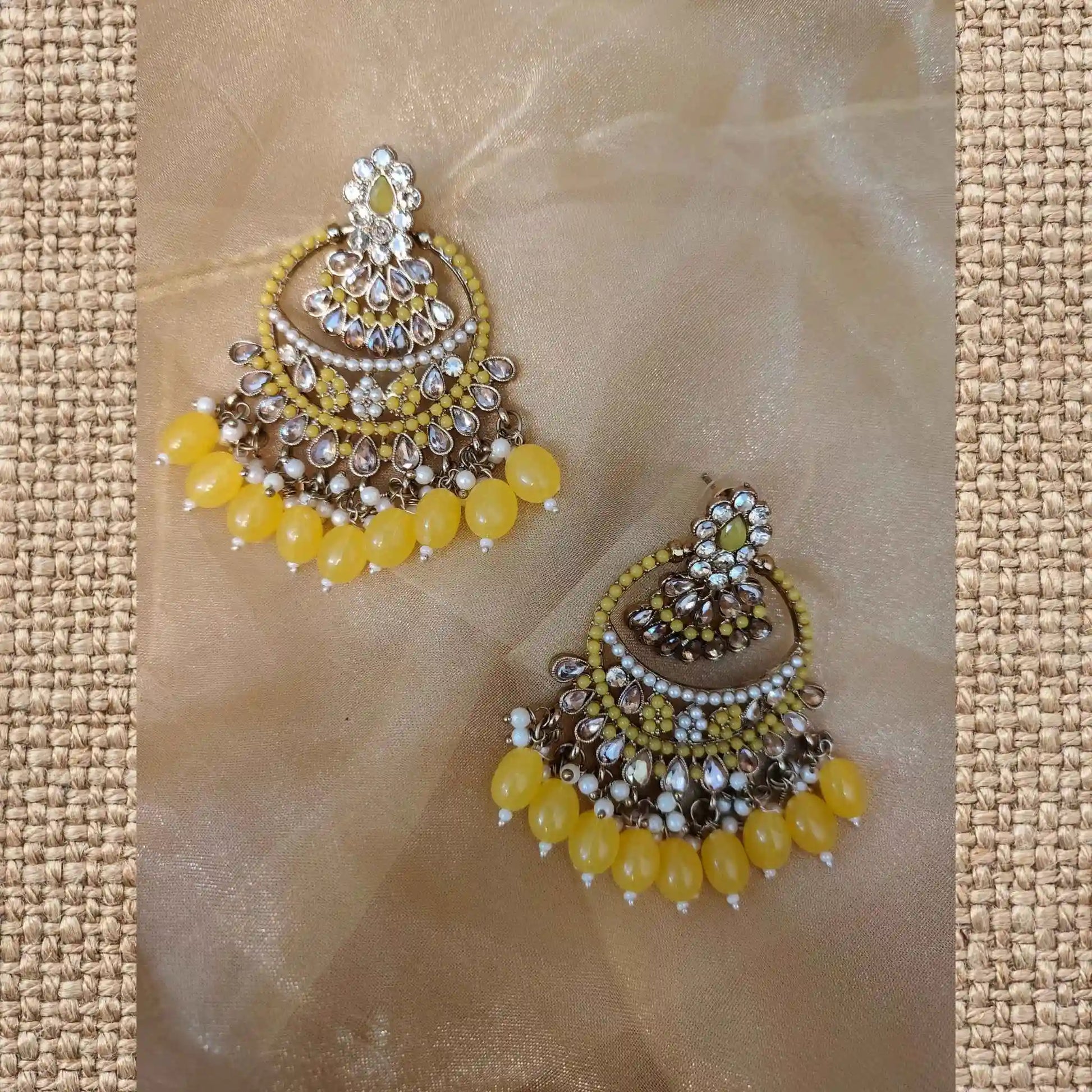 DHARINI KUNDAN EARRINGS (YELLOW)