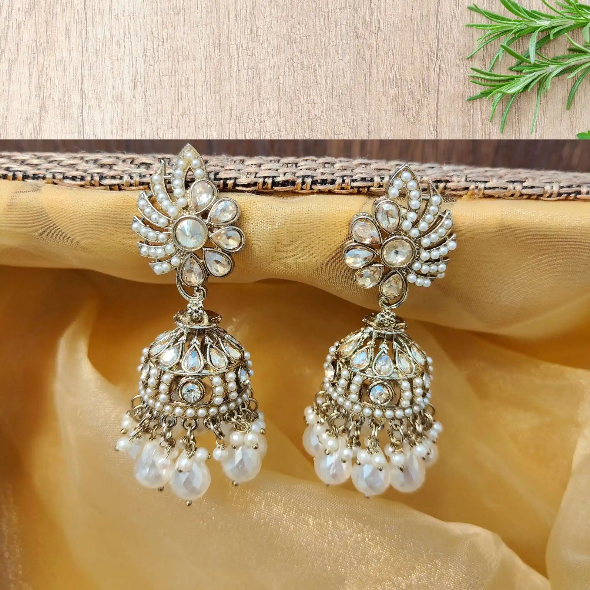 DIANTHA KUNDAN JHUMKAS (WHITE)