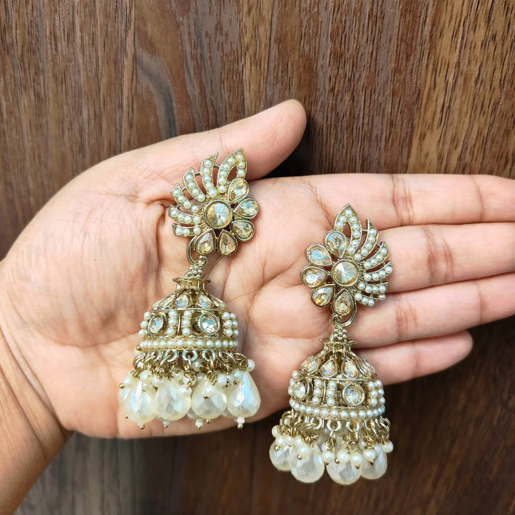 DIANTHA KUNDAN JHUMKAS (WHITE)
