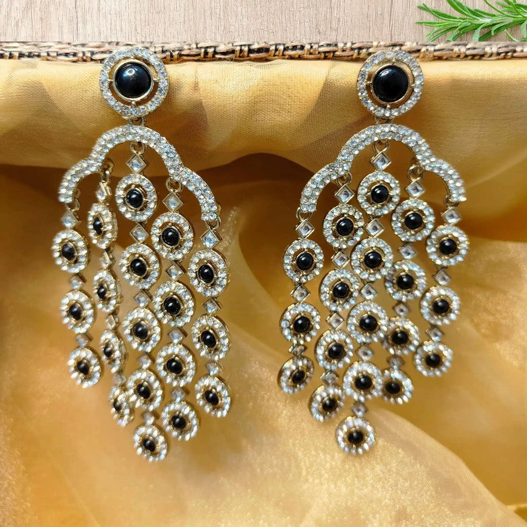 ISHANI KUNDAN DANGLERS (BLACK)