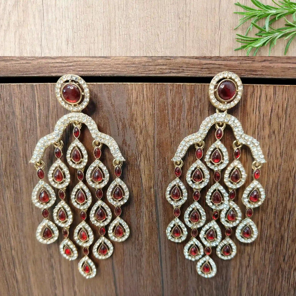 ISHIKA KUNDAN DANGLERS (MAROON)