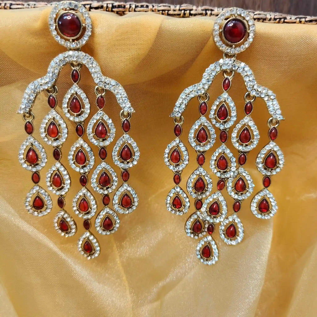 ISHIKA KUNDAN DANGLERS (MAROON)
