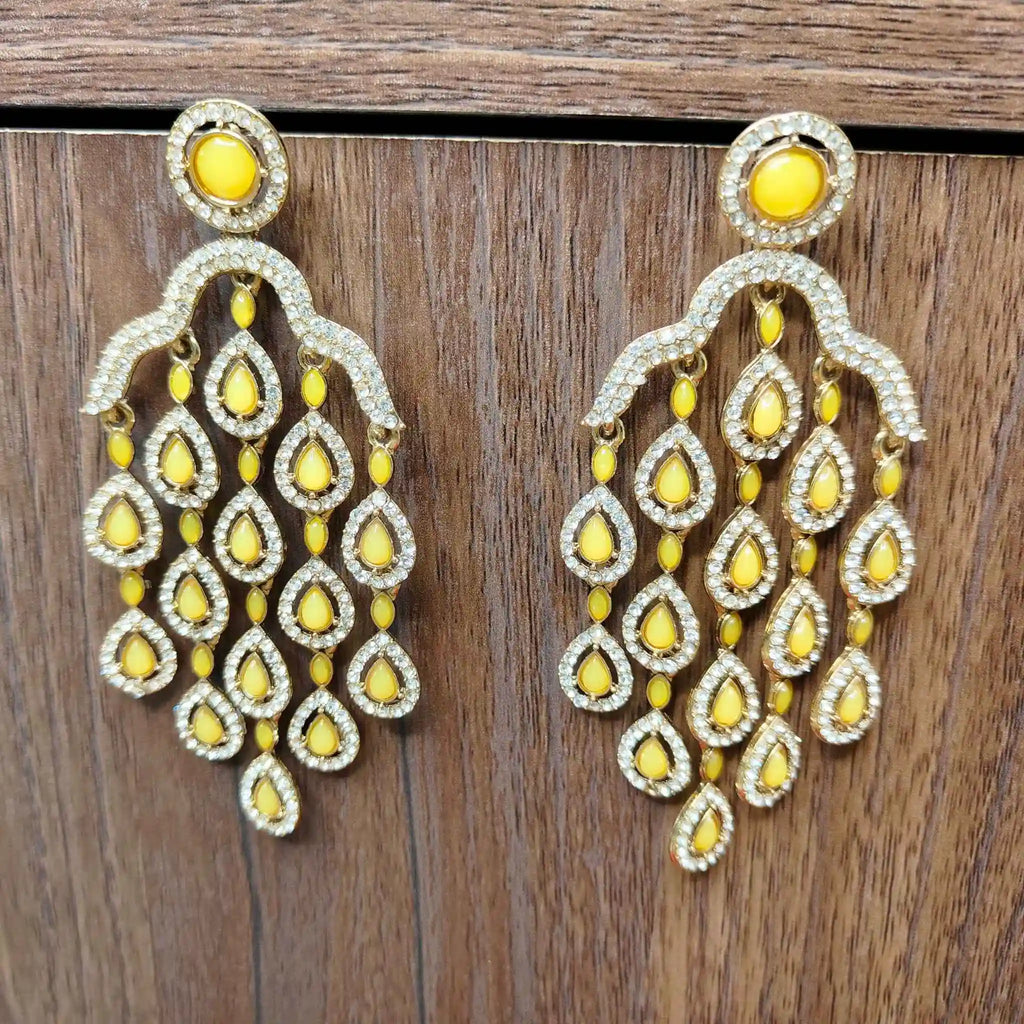 ISHIKA KUNDAN DANGLERS (YELLOW)