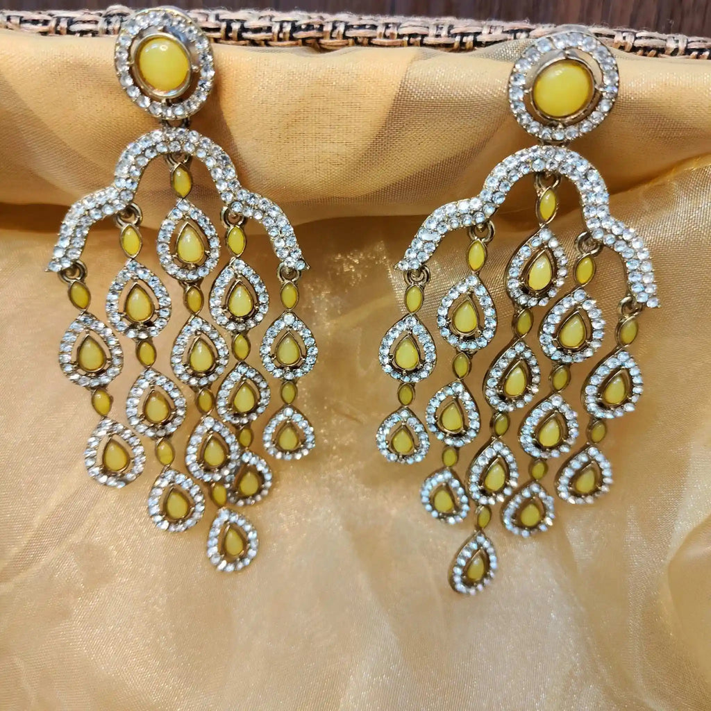 ISHIKA KUNDAN DANGLERS (YELLOW)
