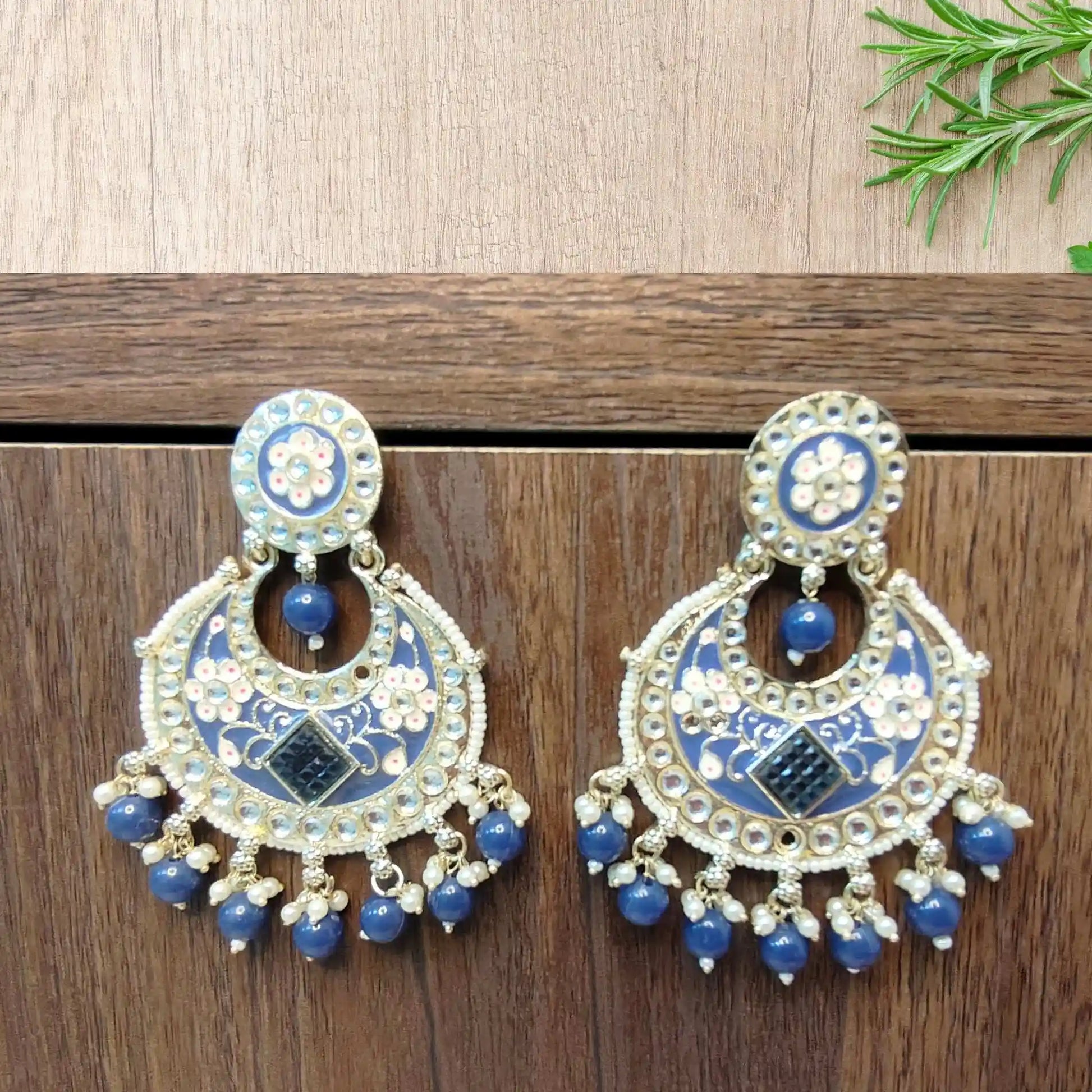 IYLA KUNDAN CHANDBALIS (NAVY BLUE)