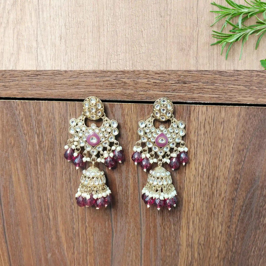 KHUSHVI KUNDAN JHUMKAS (WINE)