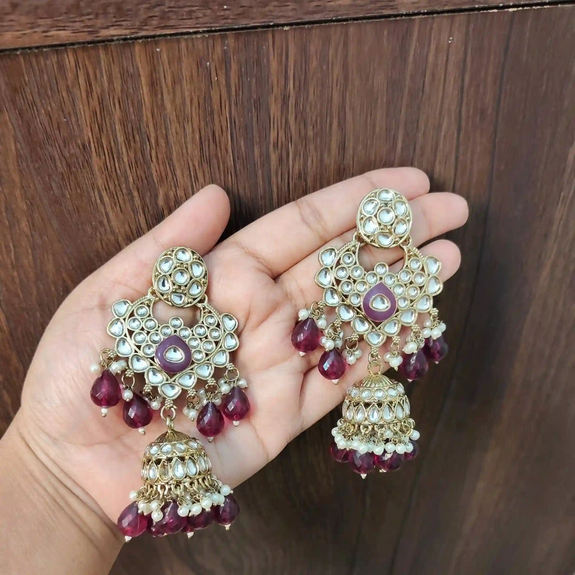 KHUSHVI KUNDAN JHUMKAS (WINE)