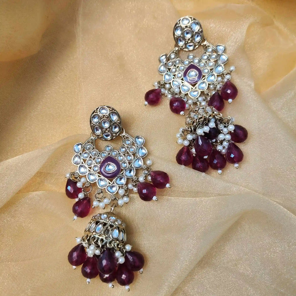 KHUSHVI KUNDAN JHUMKAS (WINE)