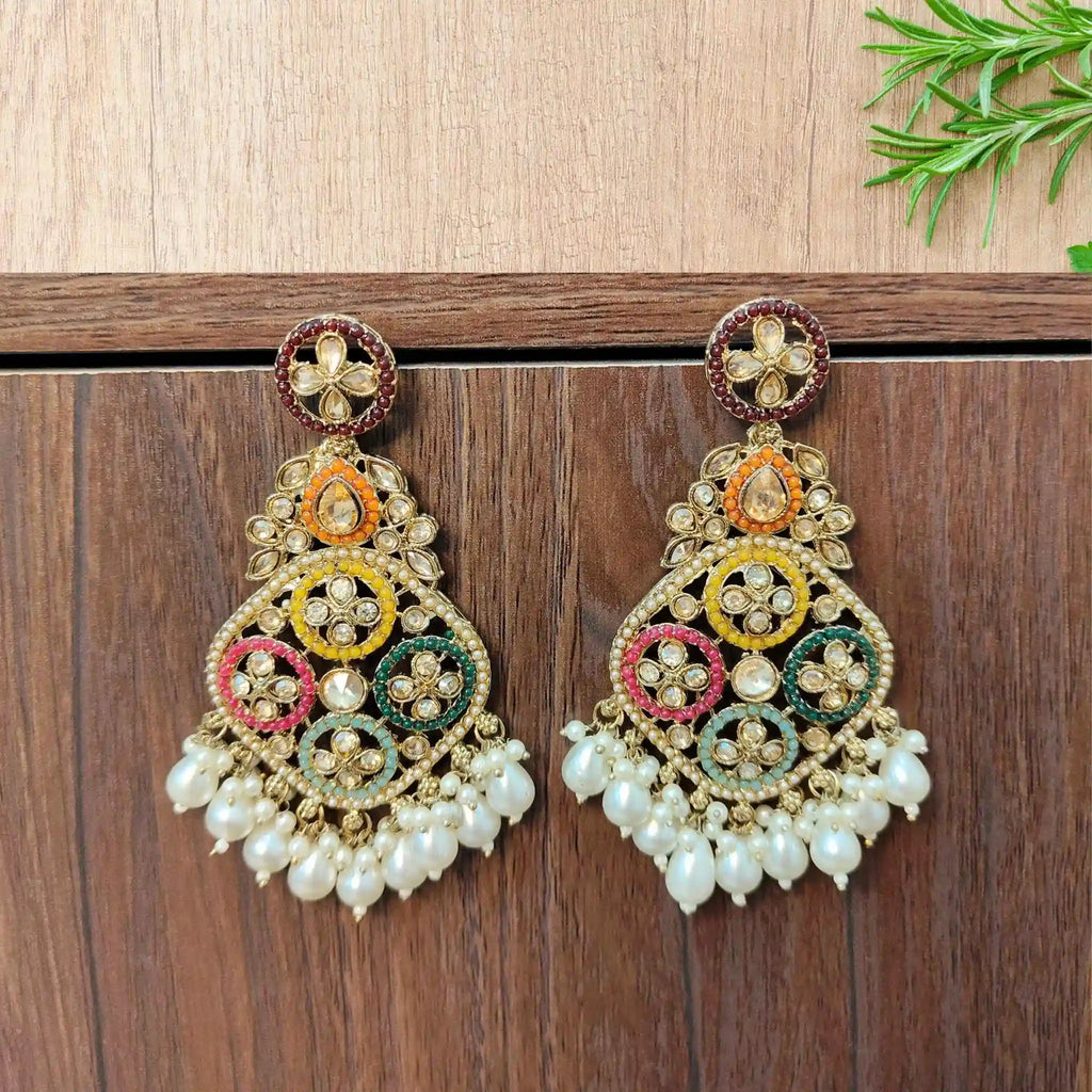 LASYA KUNDAN DANGLERS (MULTICOLOR)