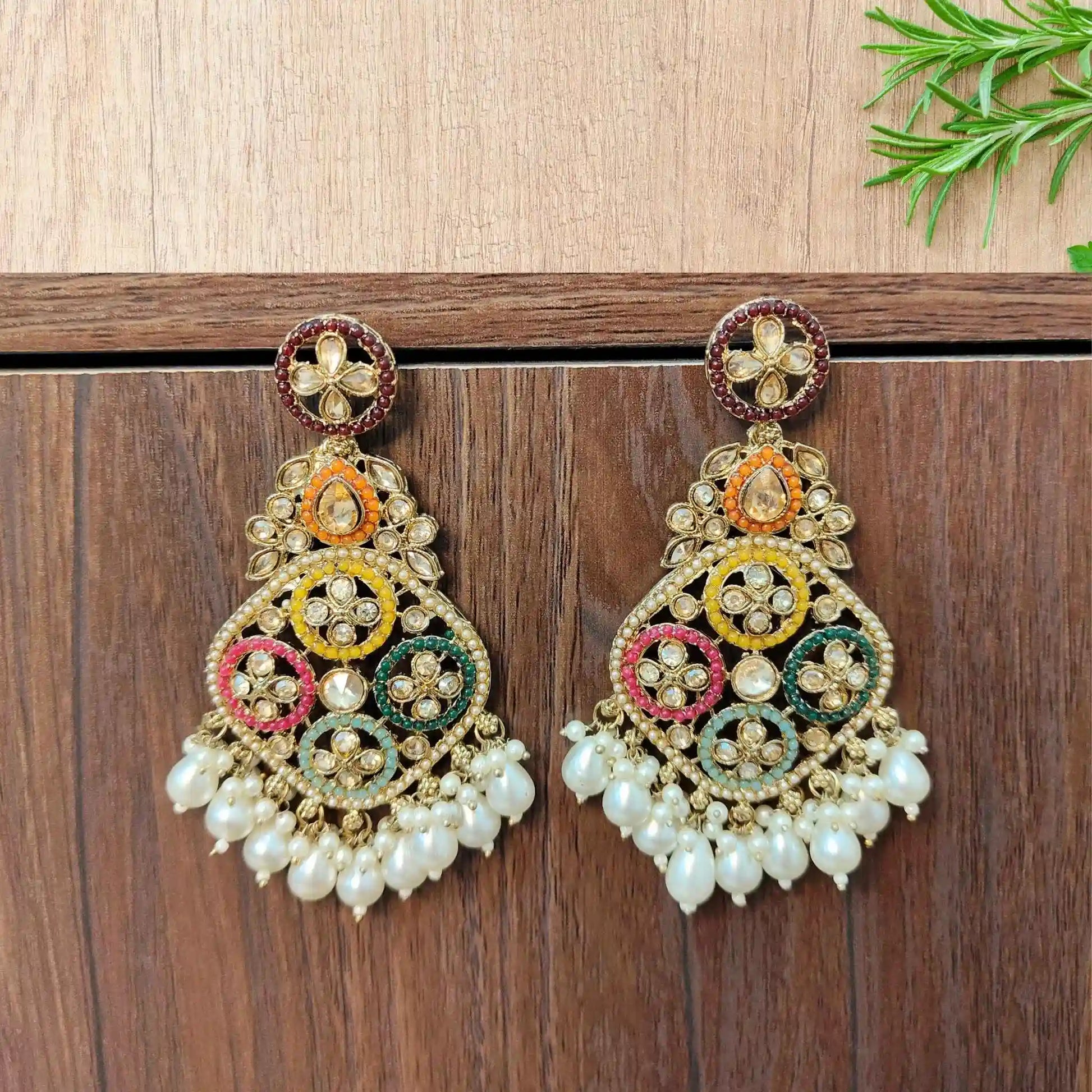 LASYA KUNDAN DANGLERS (MULTICOLOR)