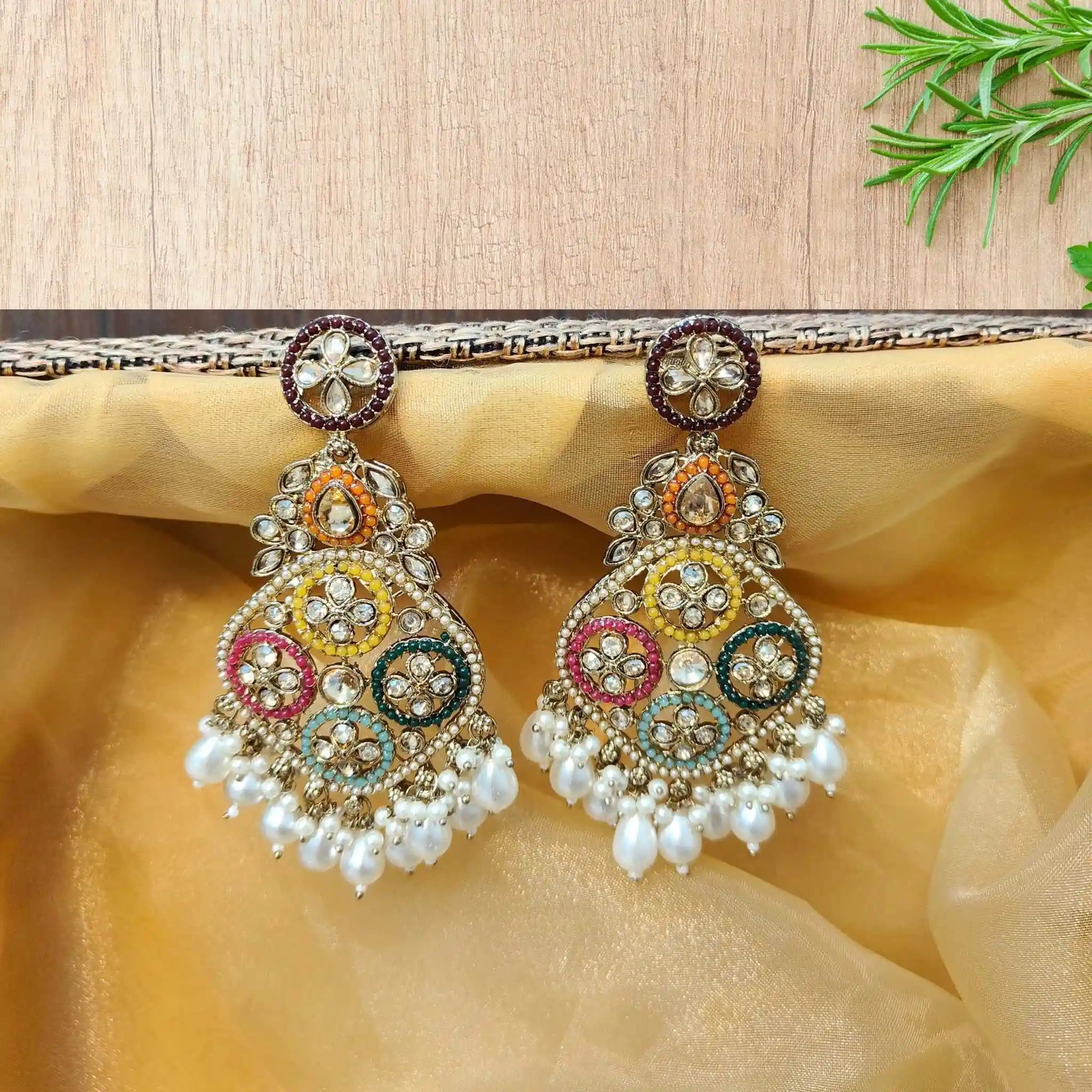 LASYA KUNDAN DANGLERS (MULTICOLOR)