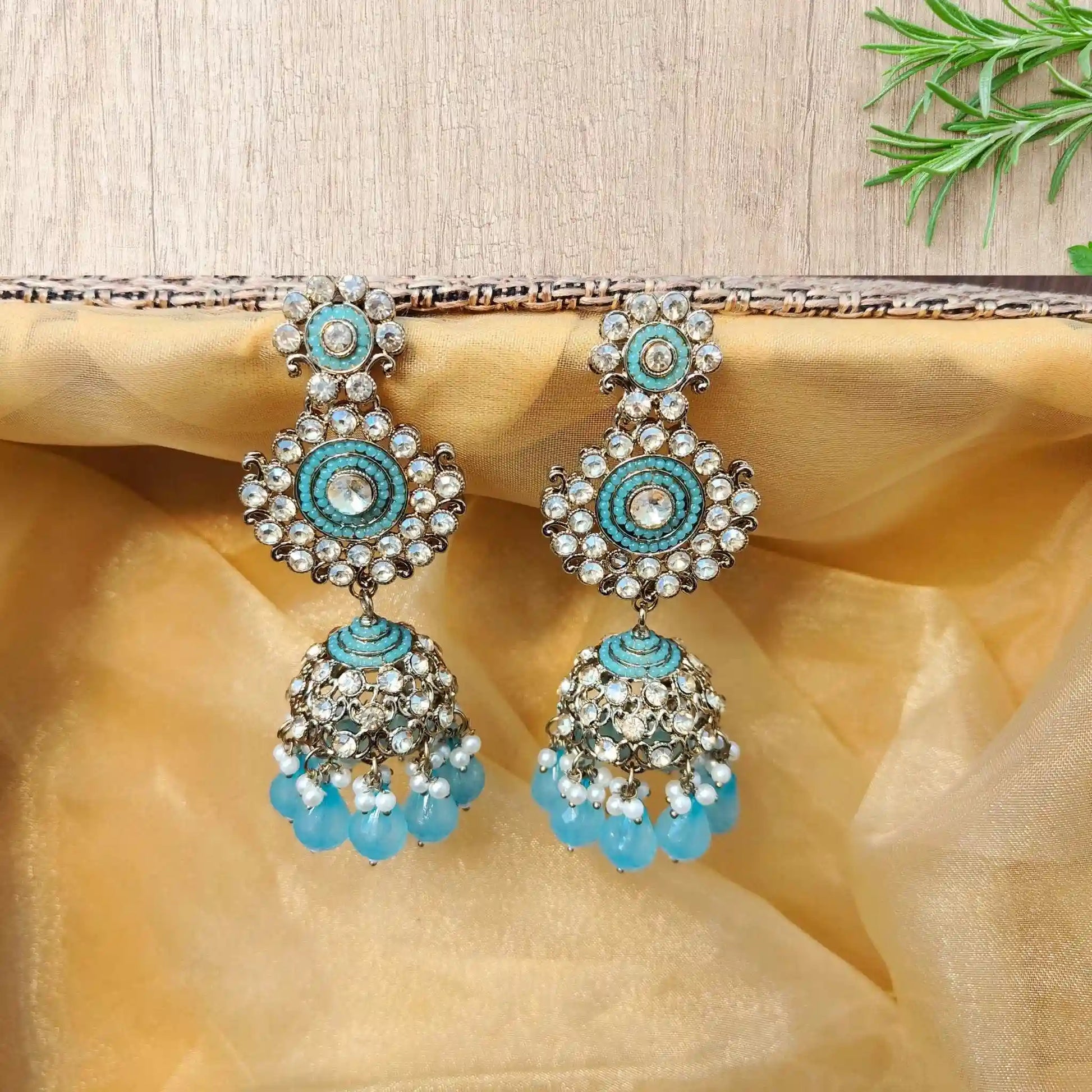 MAISHA KUNDAN JHUMKAS (LIGHT BLUE)