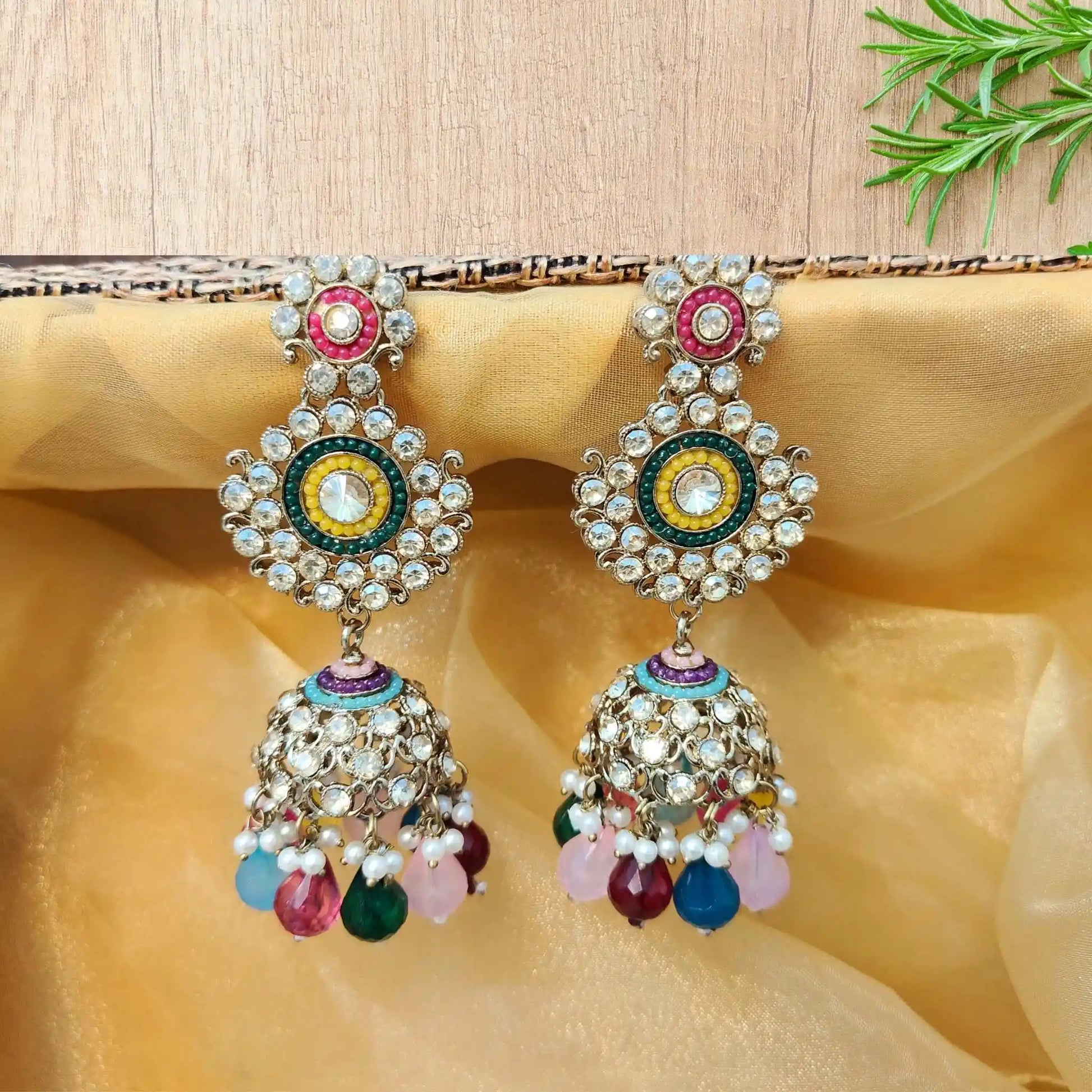 MAISHA KUNDAN JHUMKAS (MULTICOLOR)