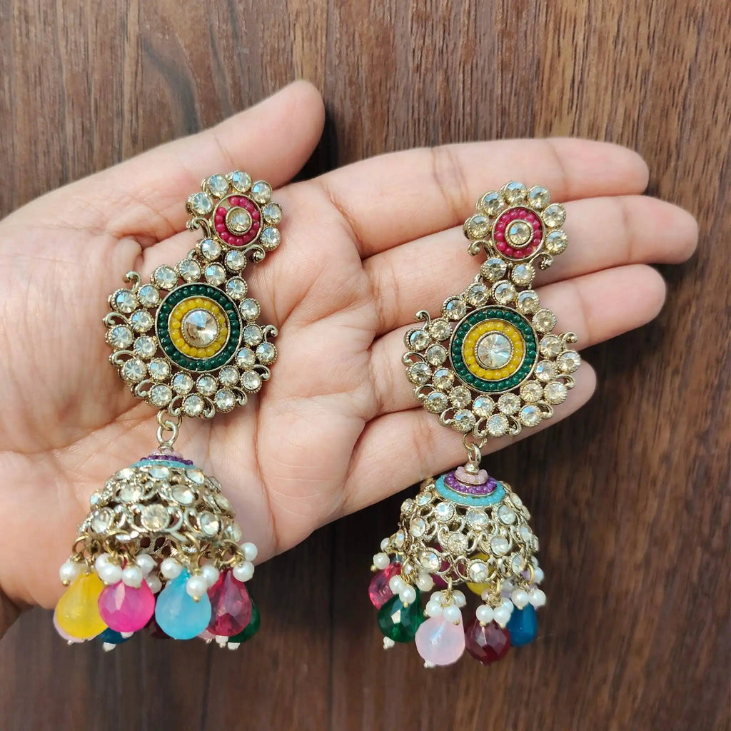 MAISHA KUNDAN JHUMKAS (MULTICOLOR)