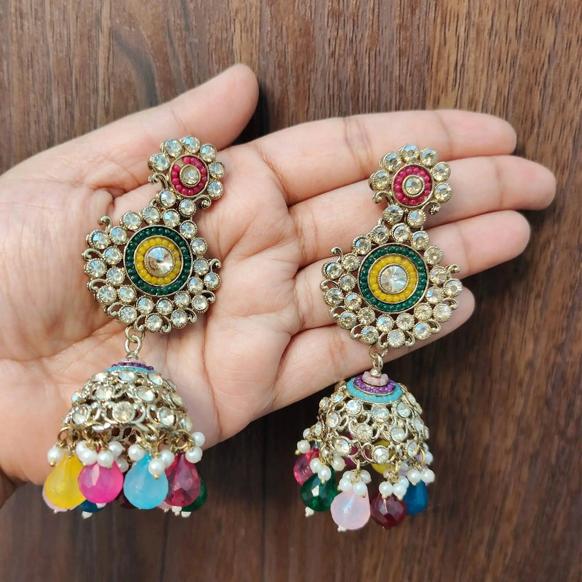 MAISHA KUNDAN JHUMKAS (MULTICOLOR)