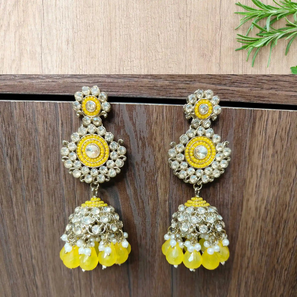 MAISHA KUNDAN JHUMKAS (YELLOW)