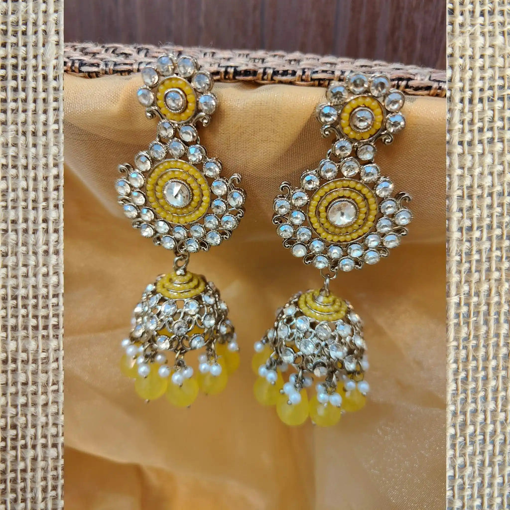 MAISHA KUNDAN JHUMKAS (YELLOW)