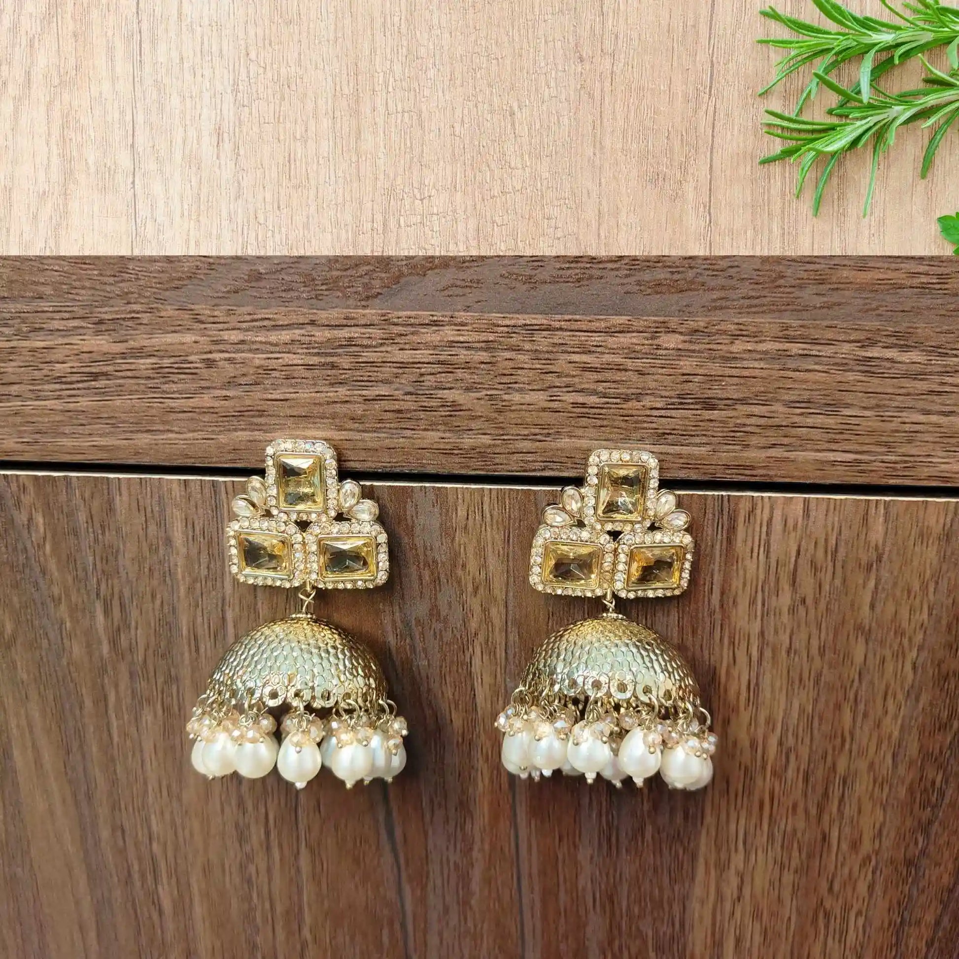 MEHER KUNDAN JHUMKAS (GOLDEN)