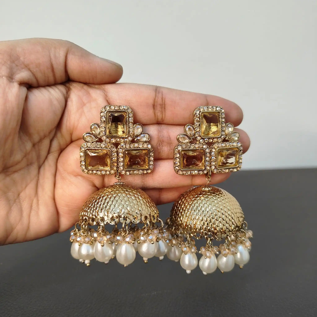 MEHER KUNDAN JHUMKAS (GOLDEN)