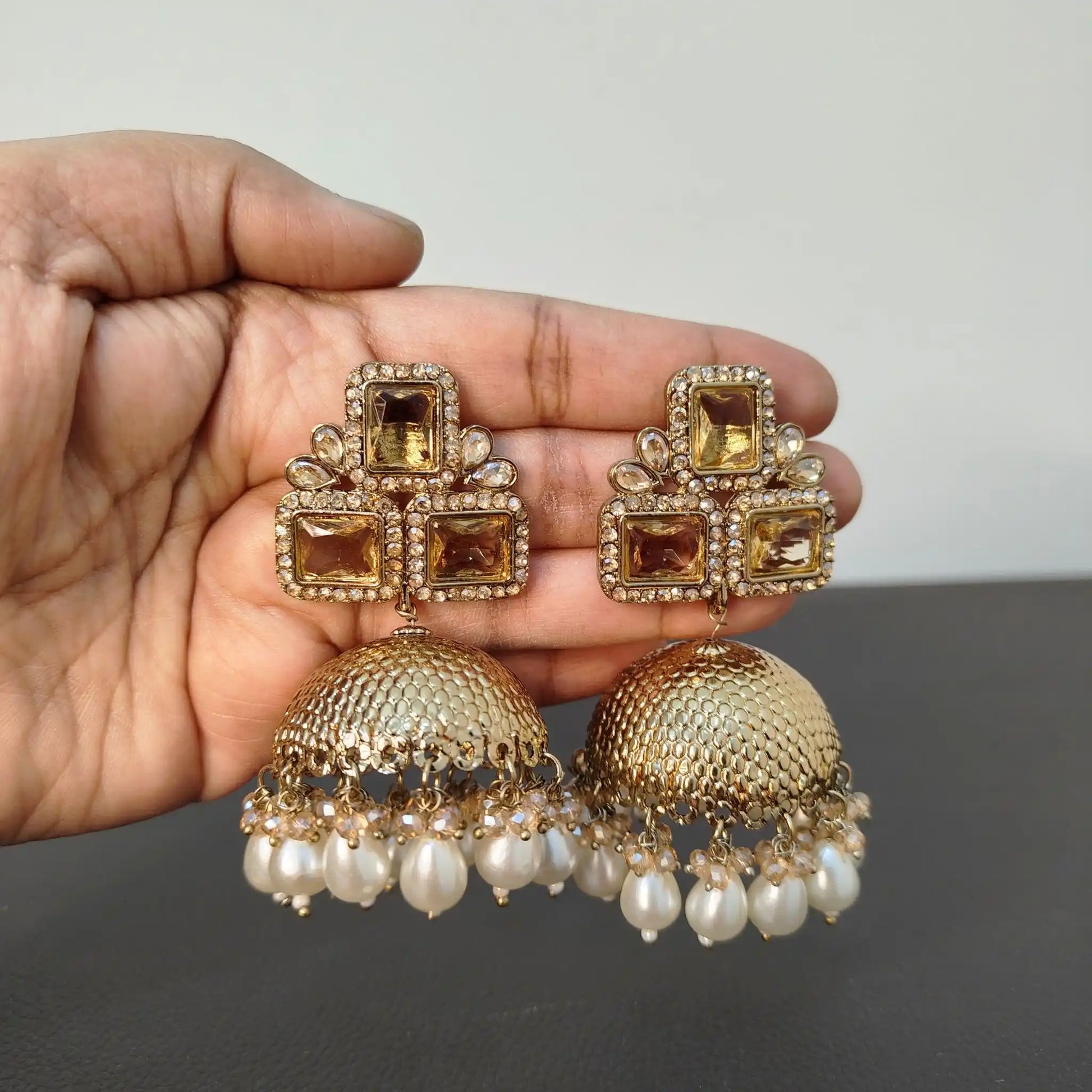 MEHER KUNDAN JHUMKAS (GOLDEN)