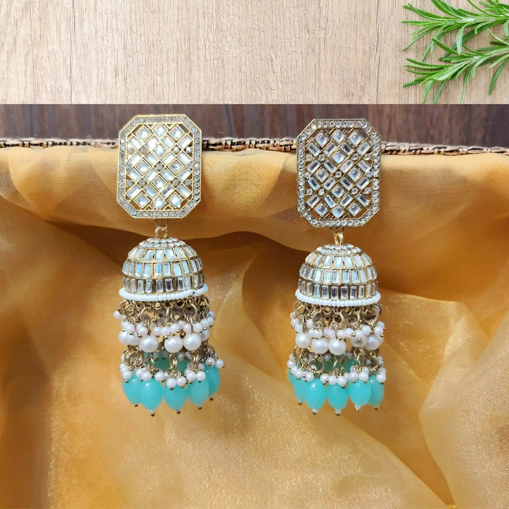 MISHTI KUNDAN JHUMKAS (LIGHT BLUE)