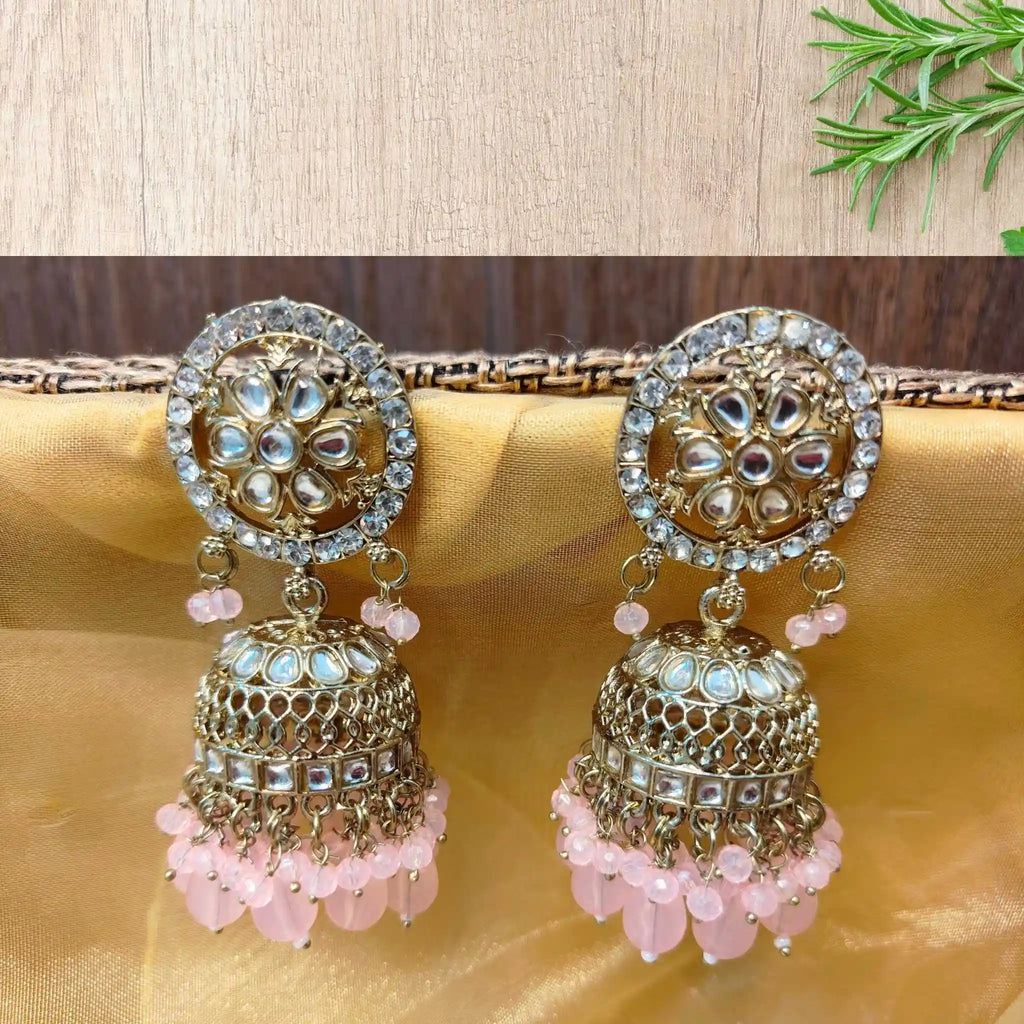 NAZNEEN KUNDAN JHUMKAS (BABY PINK)