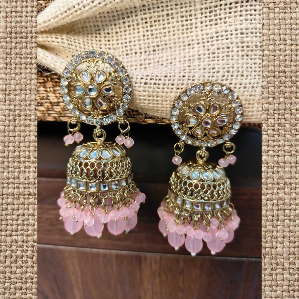 NAZNEEN KUNDAN JHUMKAS (BABY PINK)