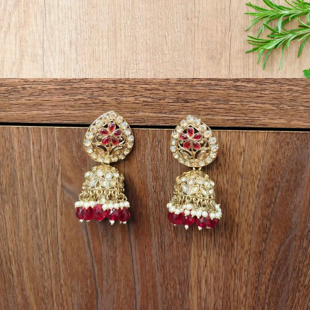 PARVIKA KUNDAN JHUMKAS (MAROON)