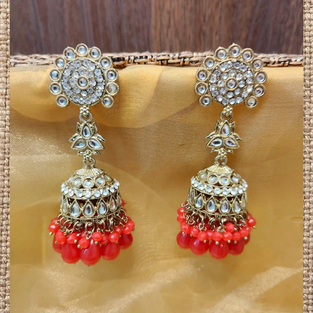 PRISHA KUNDAN JHUMKAS (RED)