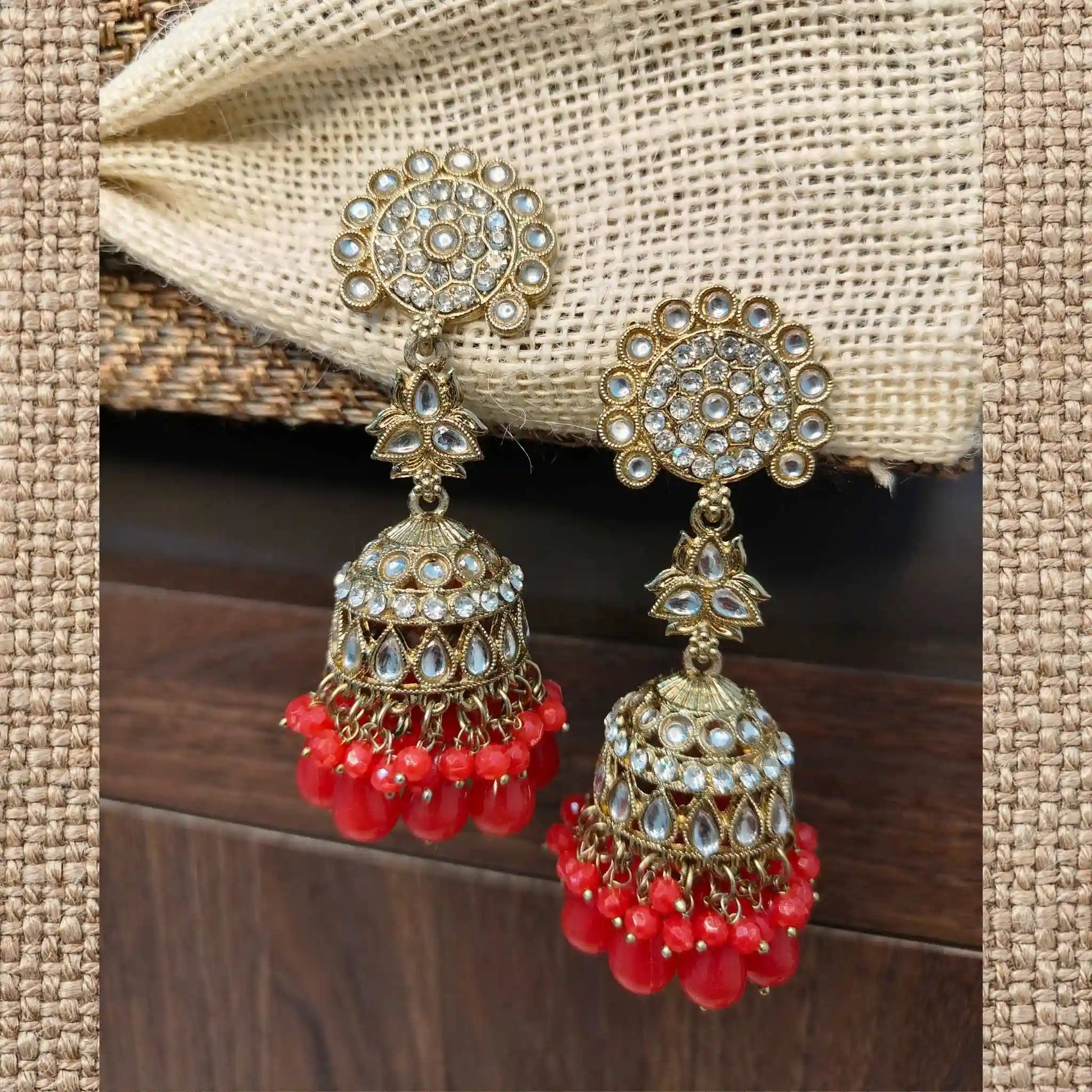 PRISHA KUNDAN JHUMKAS (RED)