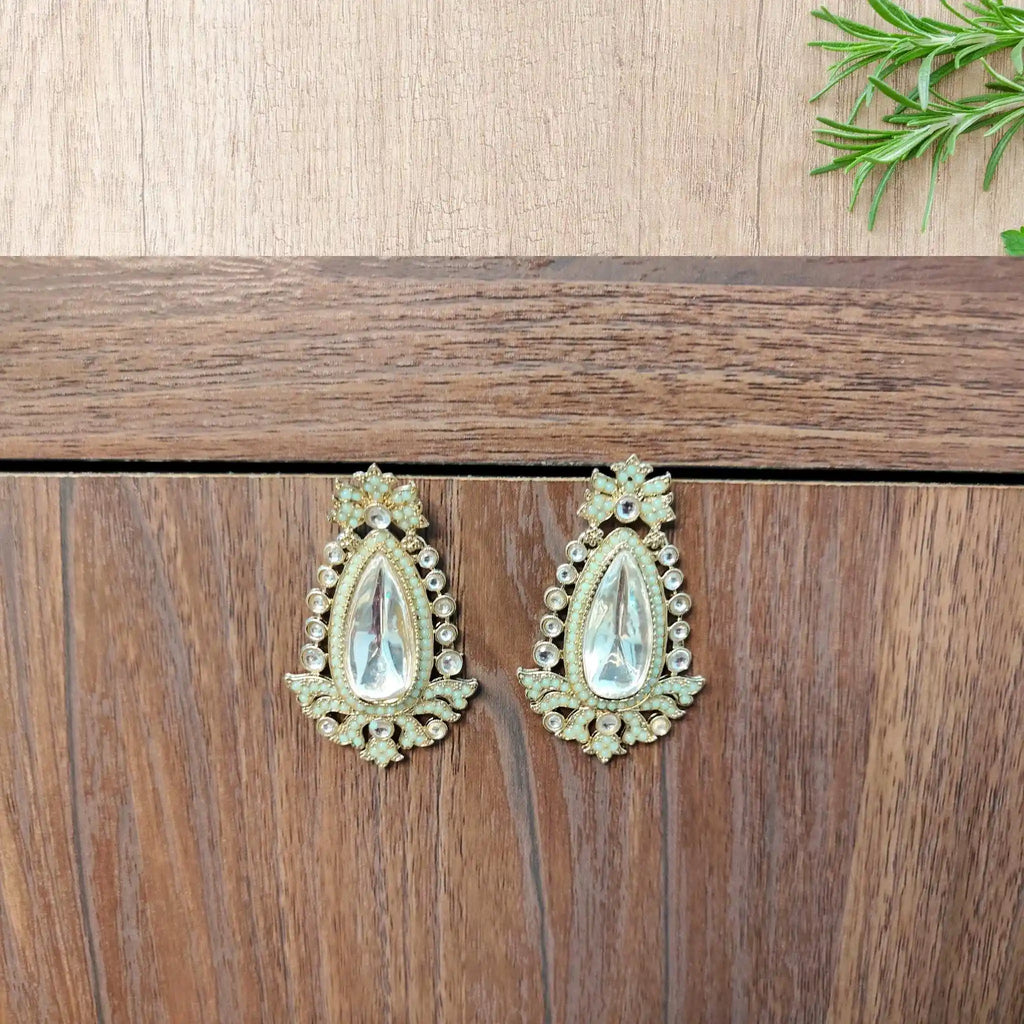 RABHYA KUNDAN DANGLERS (LIGHT GREEN)