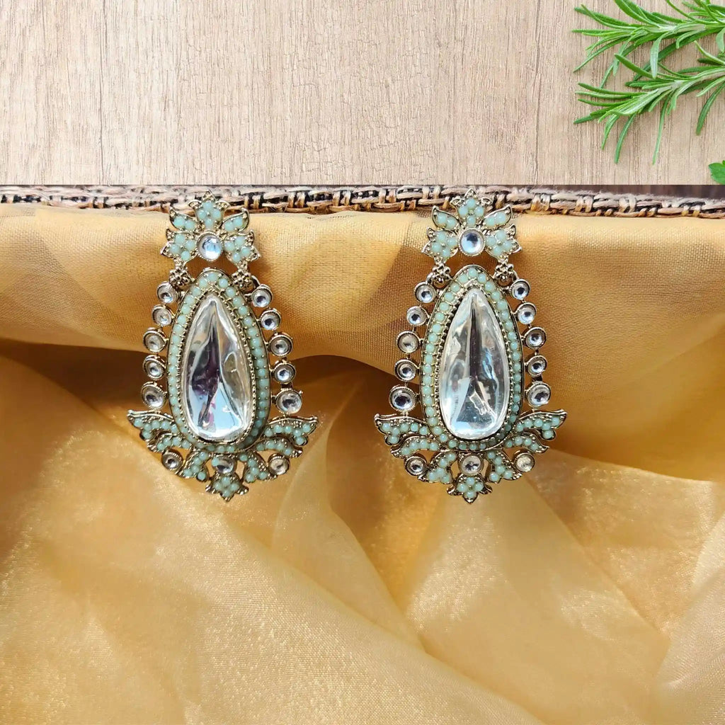 RABHYA KUNDAN DANGLERS (LIGHT GREEN)